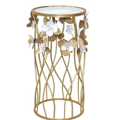 Wohnen Couchtisch|Landhausmöbel*Runder Beistelltisch aus Spiegelglas & Metall - Nycholo