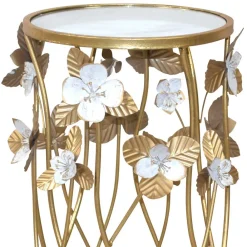 Wohnen Couchtisch|Landhausmöbel*Runder Beistelltisch aus Spiegelglas & Metall - Nycholo