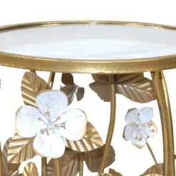 Wohnen Couchtisch|Landhausmöbel*Runder Beistelltisch aus Spiegelglas & Metall - Nycholo