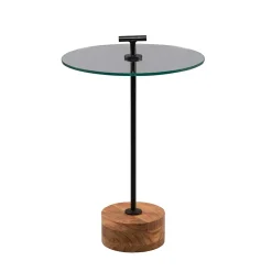 Wohnen Telefontische*Runder Beistelltisch mit Glasplatte - Mezera