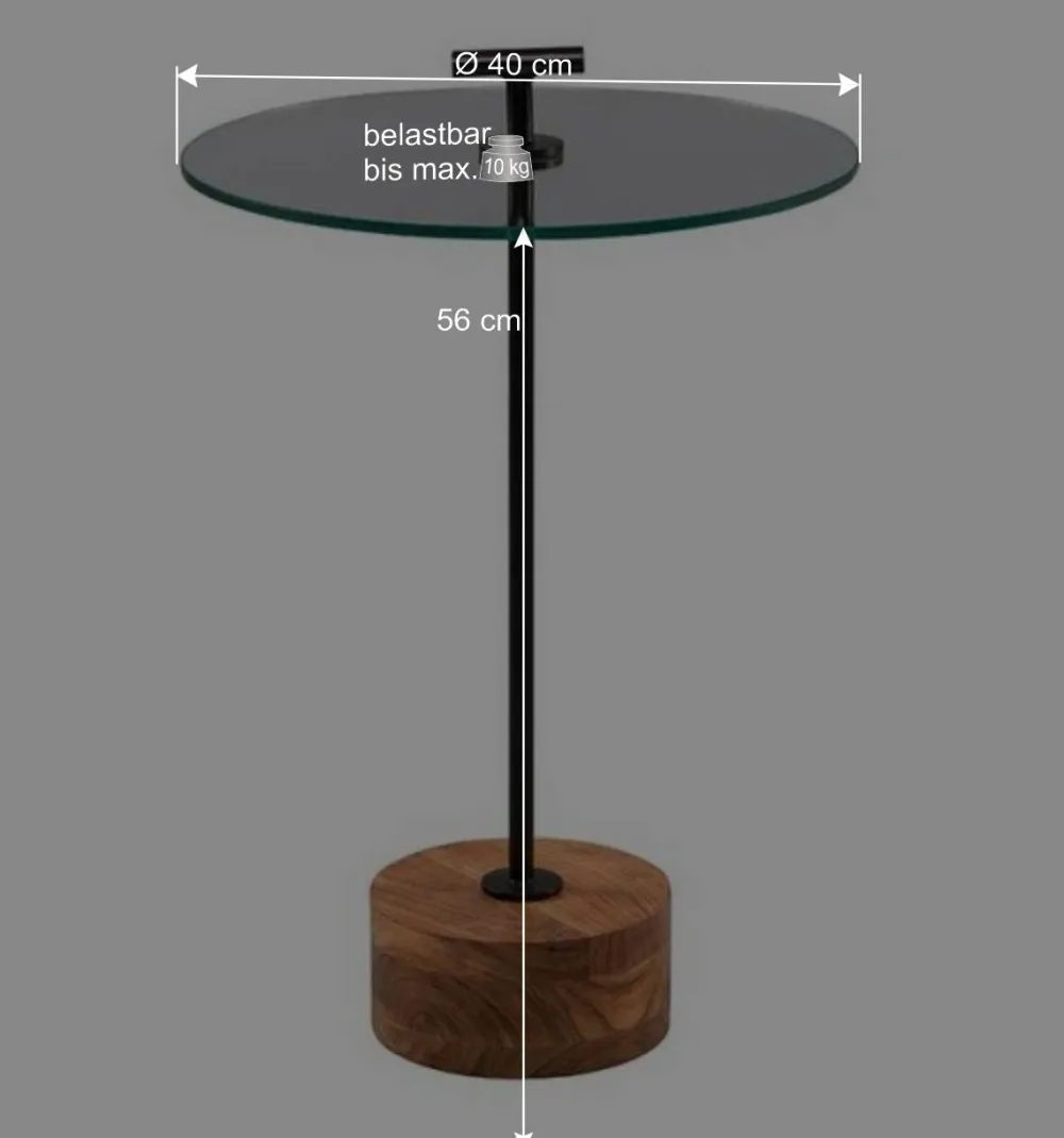 Wohnen Telefontische*Runder Beistelltisch mit Glasplatte - Mezera