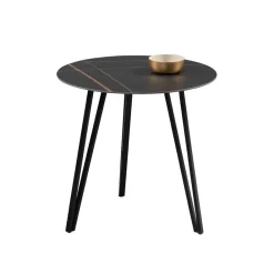Wohnen Retro Möbel*Runder Beistelltisch mit Sinterstein Platte - Avenir