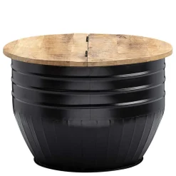 Wohnen Holztruhen*Runder Couchtisch mit Fass Metallgestell - Acapella