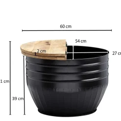 Wohnen Holztruhen*Runder Couchtisch mit Fass Metallgestell - Acapella
