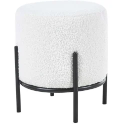 Wohnen Runder Design Hocker in Weiß Boucle - Pyra