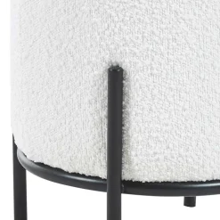 Wohnen Runder Design Hocker in Weiß Boucle - Pyra