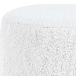 Wohnen Runder Design Hocker in Weiß Boucle - Pyra