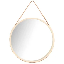 Wohnen Runder Designspiegel in Creme & Braun - Venus