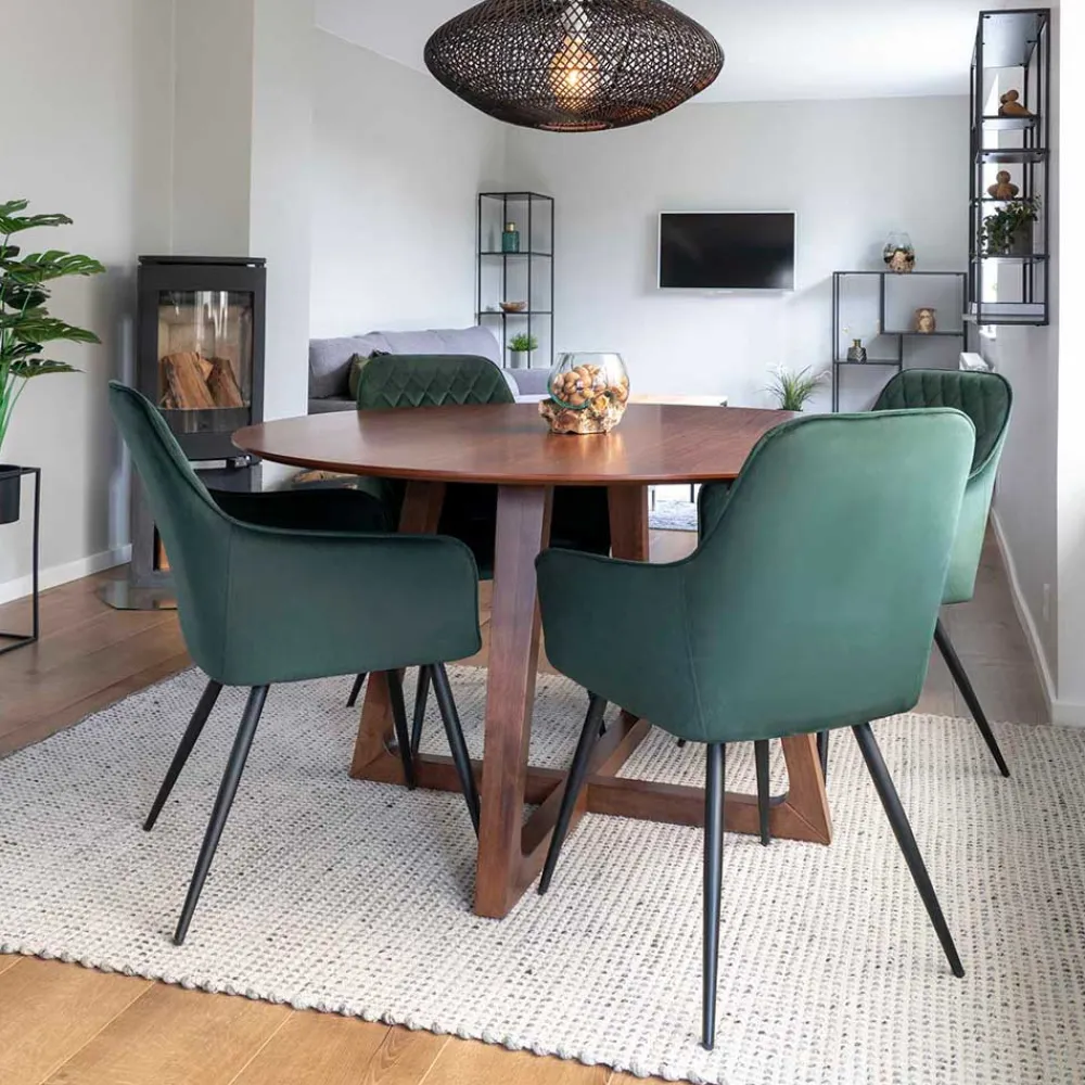 Wohnen Runder Designtisch & 4 Stühle - Annescu (fünfteilig)