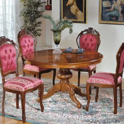 Wohnen Barock Möbel|Küchentische*Runder Esstisch im Barockstil Magari mit Nussbaum Furnier