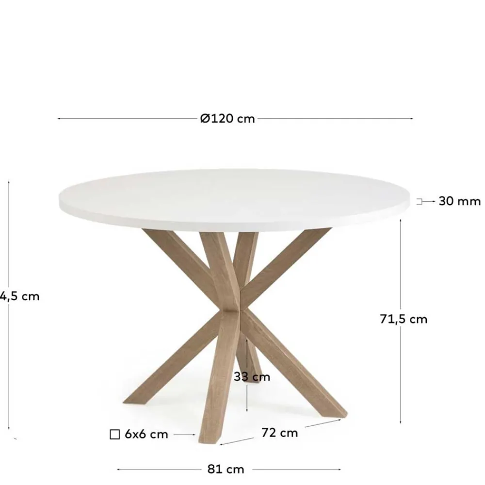 Wohnen Esszimmertische|Tische*Runder Esstisch in Weiß & Holzoptik Natur - Maggio