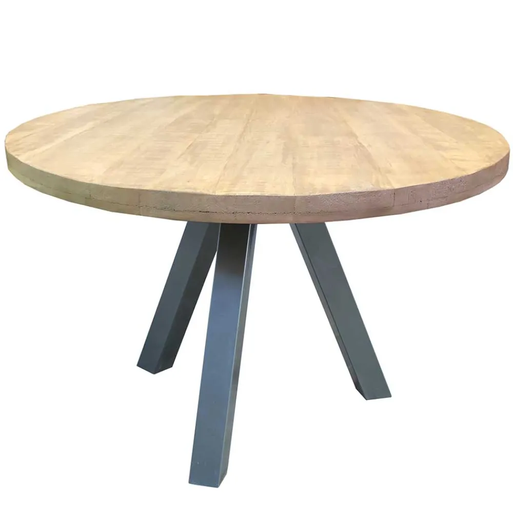 Wohnen Runder Esstisch mit Holzplatte Mango - Belafoma