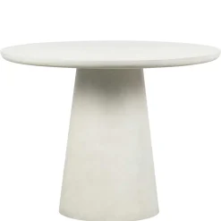 Wohnen Runder Esszimmer Säulentisch in Weiß Tonfaser - Emsa