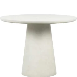 Wohnen Runder Esszimmer Säulentisch in Weiß Tonfaser - Emsa