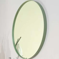 Wohnen Runder Hängespiegel in Graugrün - Lamon