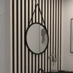 Wohnen Runder Hängespiegel in Schwarz Metallrahmen - Emotionnel