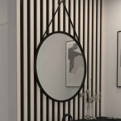 Wohnen Runder Hängespiegel in Schwarz Metallrahmen - Emotionnel