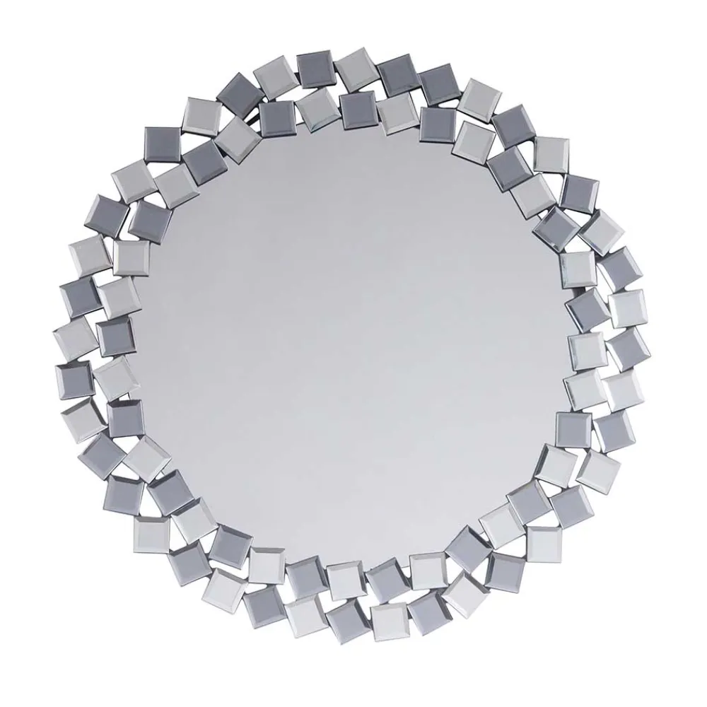 Wohnen Runder Hängespiegel in Silber & Grau - Compadro