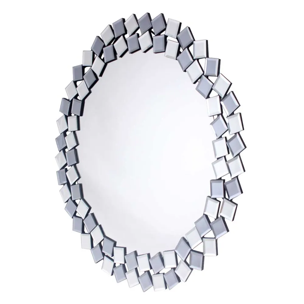 Wohnen Runder Hängespiegel in Silber & Grau - Compadro