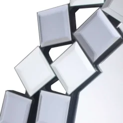 Wohnen Runder Hängespiegel in Silber & Grau - Compadro