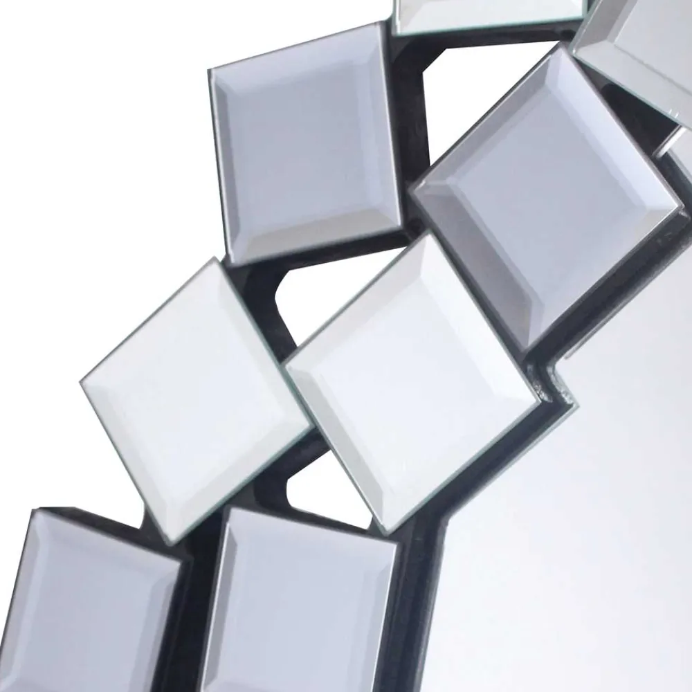 Wohnen Runder Hängespiegel in Silber & Grau - Compadro