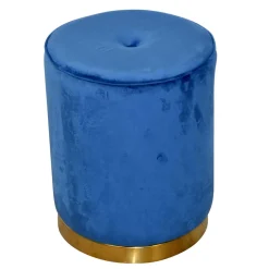 Wohnen Runder Hocker aus Samt in Blau - Mialan