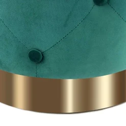 Wohnen Runder Hocker in Grün Samt & Gold Metall - Emiato
