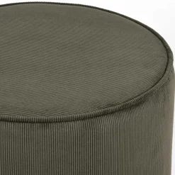Wohnen Runder Hocker Pouf aus Cord in Oliv Grün - Brisbane