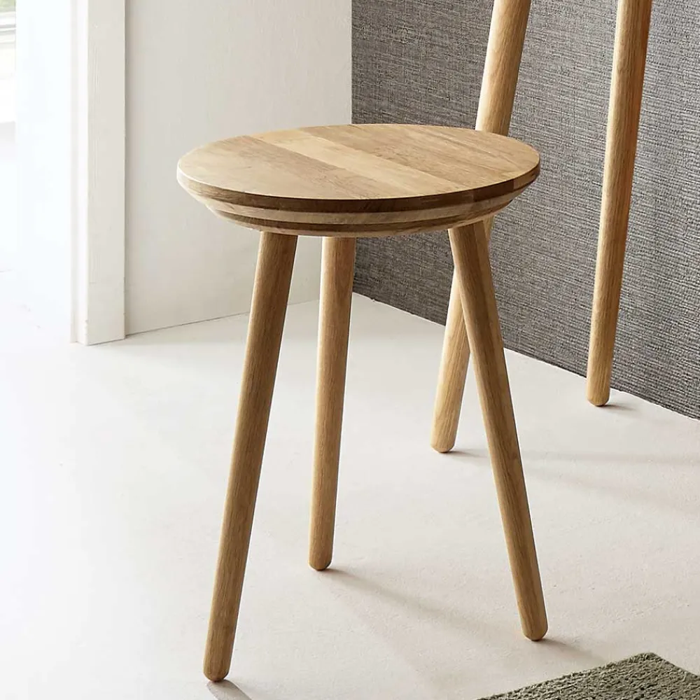 Wohnen Runder Holz Beistelltisch aus Eiche Massivholz - Kopiana