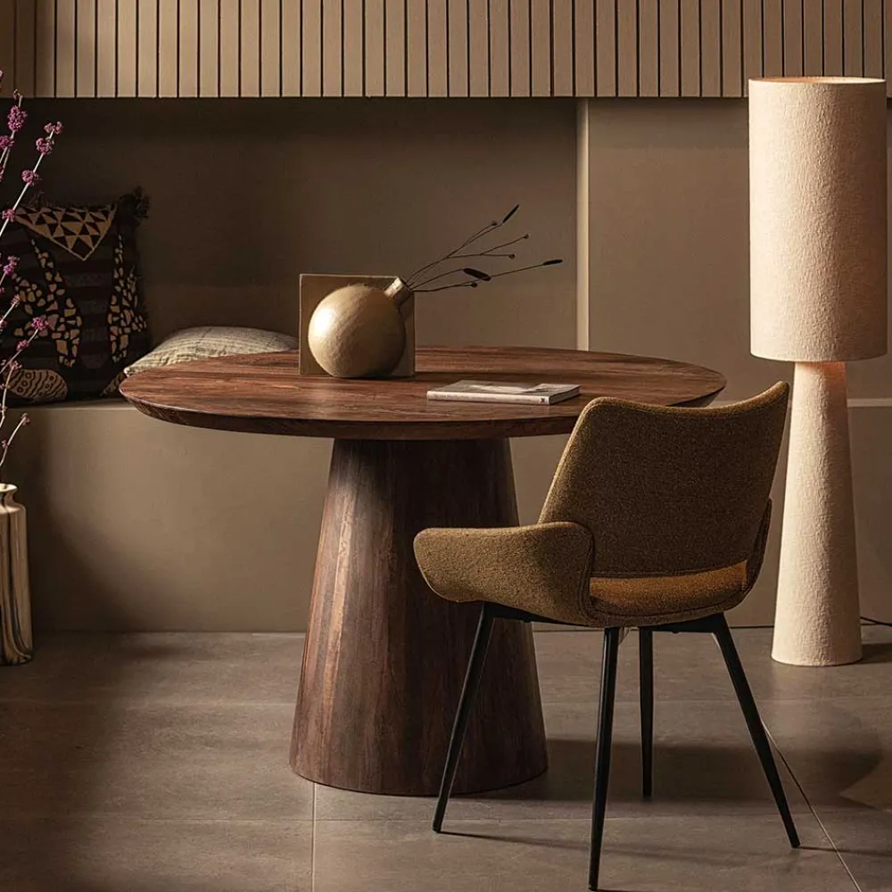 Wohnen Runder Holztisch in Walnuss Braun - Vrenzo