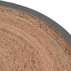 Wohnen Teppiche*Runder Juteteppich mit Baumwollrand in Schwarz - Ophra