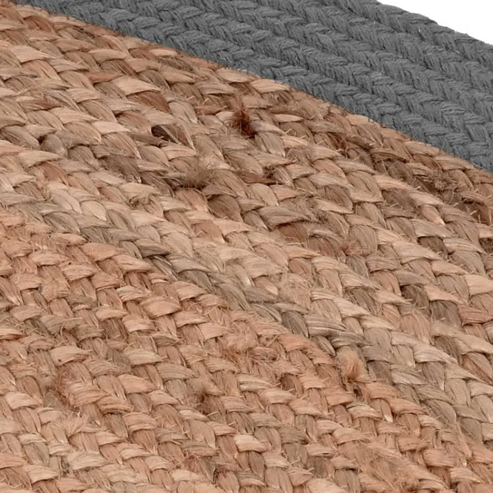 Wohnen Teppiche*Runder Juteteppich mit Baumwollrand in Schwarz - Ophra