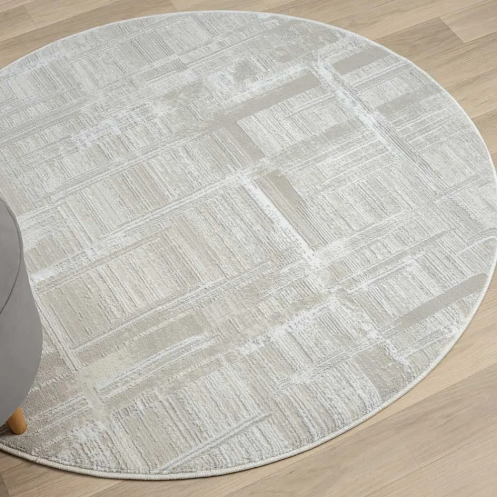 Wohnen Teppiche*Runder Kurzflor Teppich in Creme und Beige - Miaoli
