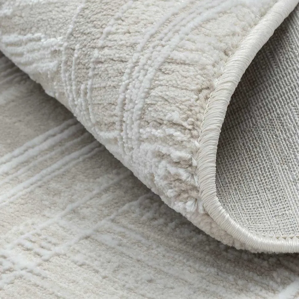 Wohnen Teppiche*Runder Kurzflor Teppich in Creme und Beige - Miaoli