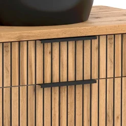 Wohnen Runder LED Spiegel und Waschkonsole - Crystoga (zweiteilig)