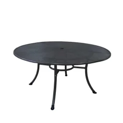 Wohnen Runder Metall Gartentisch in Grau - Rattania