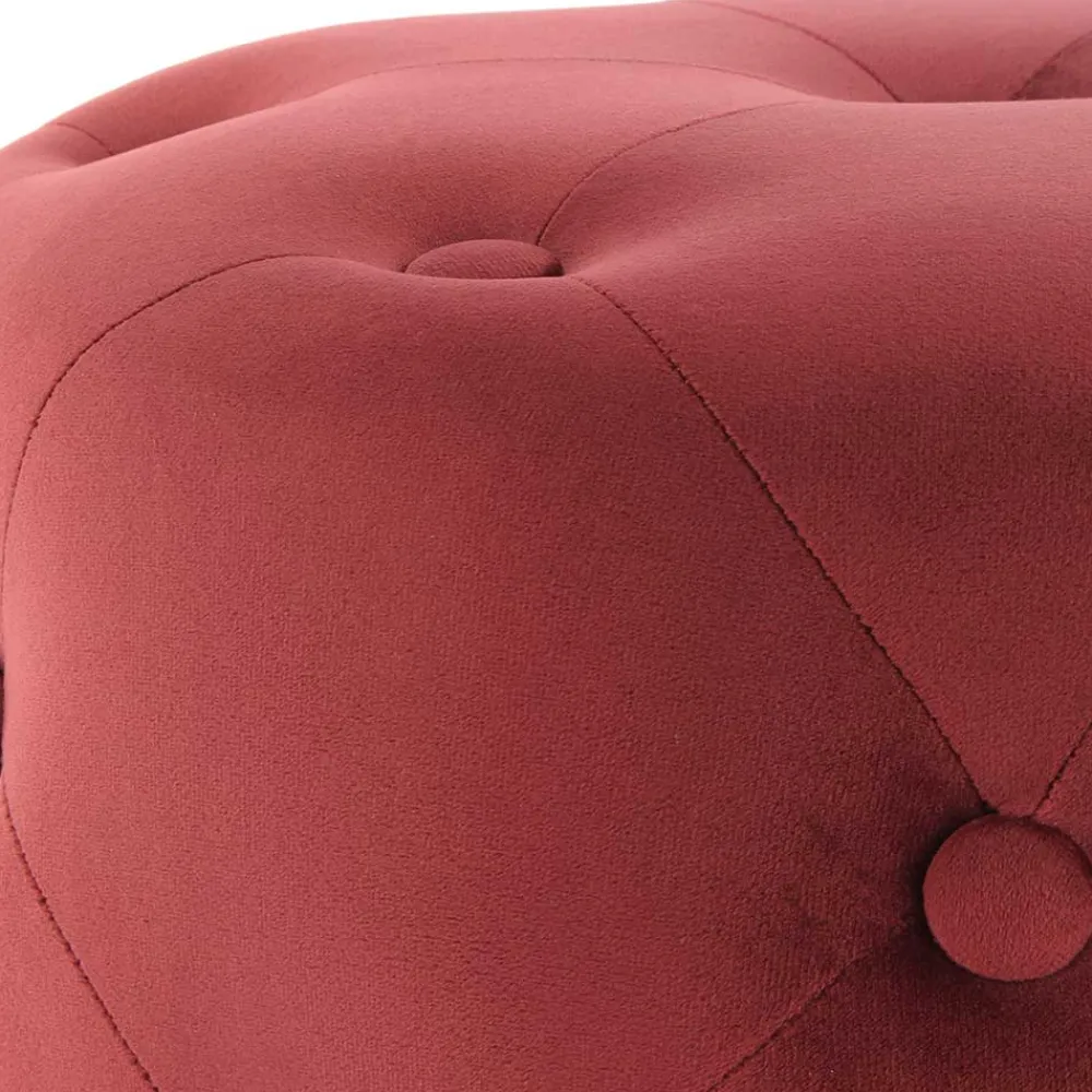 Wohnen Runder Polsterhocker in Dunkelrot & Gold - Abenda