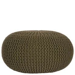 Wohnen Hocker*Runder Pouf im Strick Look in Oliv Grün - Sensibil