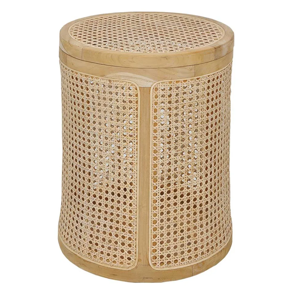 Wohnen Rattanmöbel|Sitztruhen*Runder Rattan Wäschekorb in Natur - Vilrada