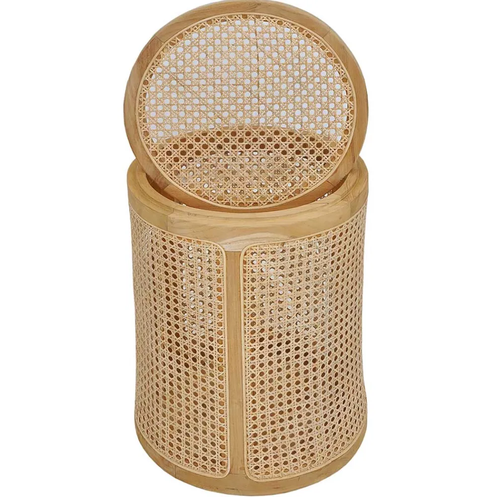 Wohnen Rattanmöbel|Sitztruhen*Runder Rattan Wäschekorb in Natur - Vilrada