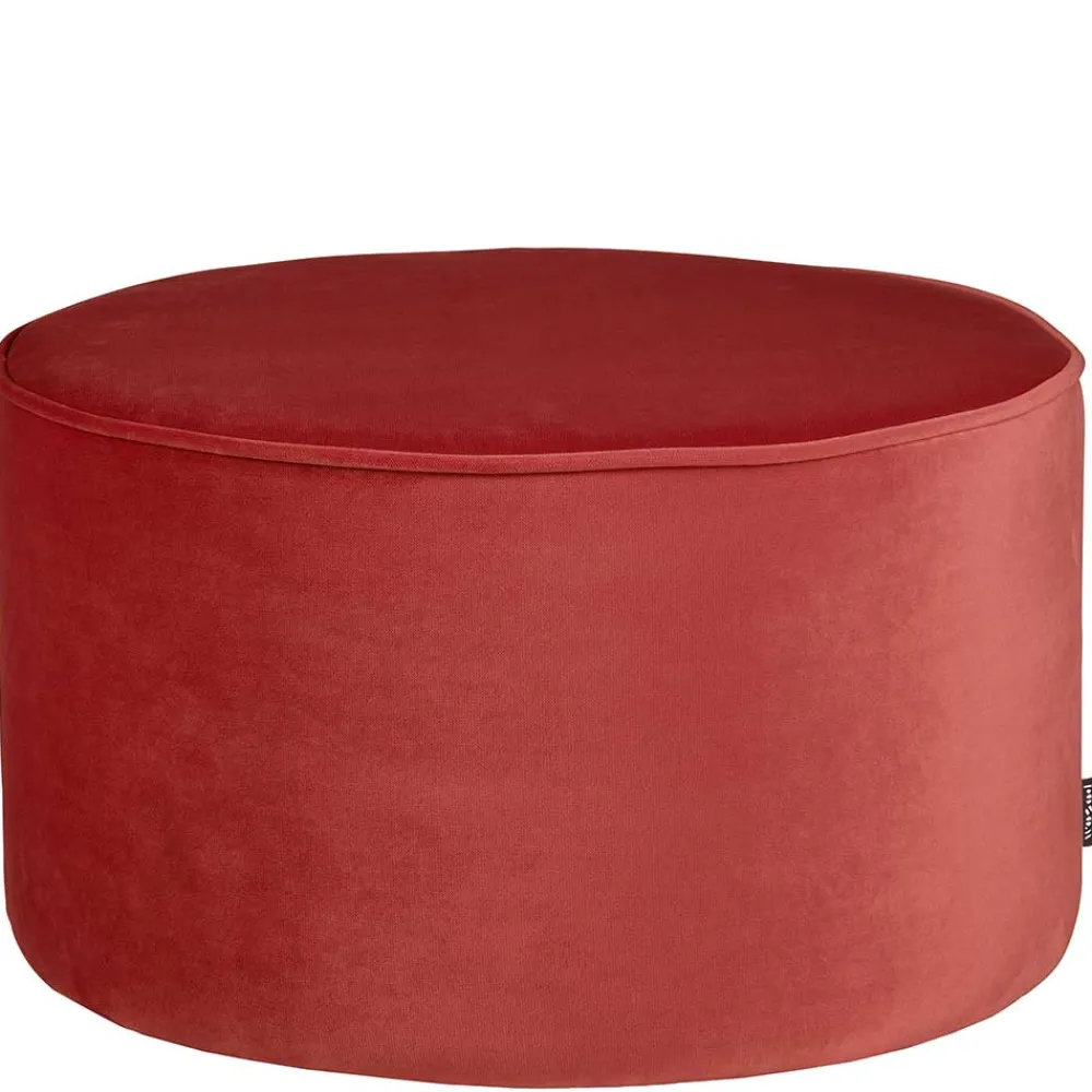 Wohnen Retro Möbel|Hocker*Runder Samt Sitzhocker in Rot - Loritana