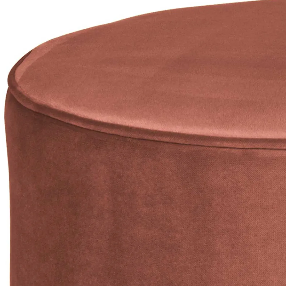 Wohnen Runder Samt Sitzhocker in Altrosa - Cessma