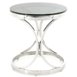 Wohnen Telefontische*Runder Schwarzglas Beistelltisch mit Edelstahl - Elian