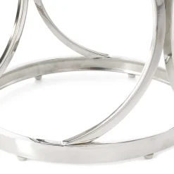 Wohnen Telefontische*Runder Schwarzglas Beistelltisch mit Edelstahl - Elian