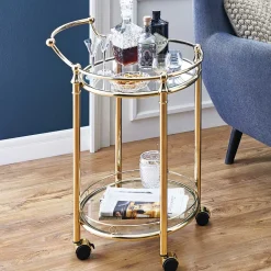 Wohnen Glasmöbel|Servierwagen*Runder Servierwagen mit zwei Glasplatten - Perla