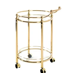 Wohnen Glasmöbel|Servierwagen*Runder Servierwagen mit zwei Glasplatten - Perla