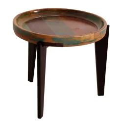 Wohnen Runder Shabby Chic Beistelltisch aus Altholz - Vosbadus