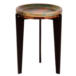 Wohnen Runder Shabby Chic Beistelltisch aus Altholz - Vosbadus