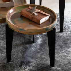 Wohnen Runder Shabby Chic Beistelltisch aus Altholz - Vosbadus