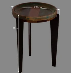 Wohnen Runder Shabby Chic Beistelltisch aus Altholz - Vosbadus